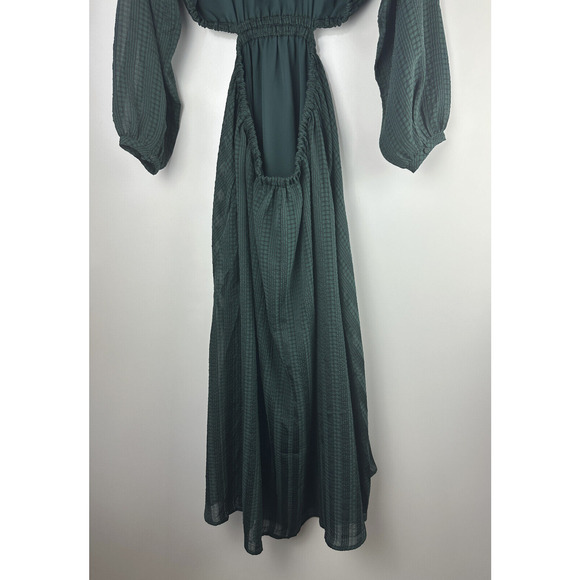 Madewell Long Sleeve Cutout Midi Dress Smoky Spruce Green Black Women's Medium - Picture 8 of 16
